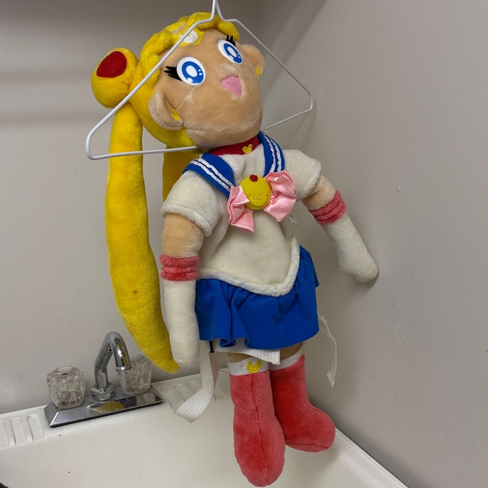 Sailor Moon Plush Doll with Yellow Hair and Blue Outfit